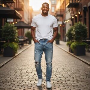 SHEIN Light Blue Straight Men's Jeans